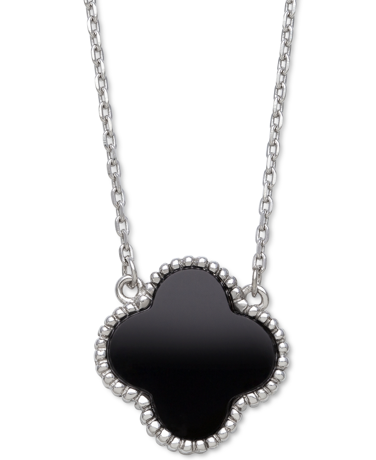 Belle de Mer Mother-of-Pearl Clover Pendant Necklace in Sterling Silver, 16" + 2" extender (Also in Onyx), Created for Macy's