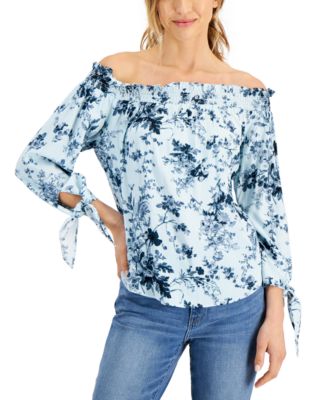 Tommy Hilfiger - Floral-Print Off-The-Shoulder Top