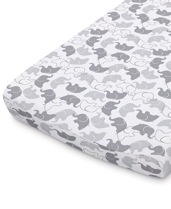 The Peanutshell Elephants and Stripe Changing Pad Covers, Pack of 2