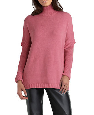 Isaac Mizrahi Women's Long Sleeve Mock Neck Poncho Sweater - Macy's