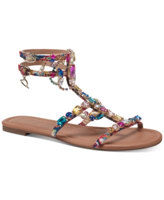 Thalia Sodi Women's Jenesis Embellished Flat Sandals - Macy's