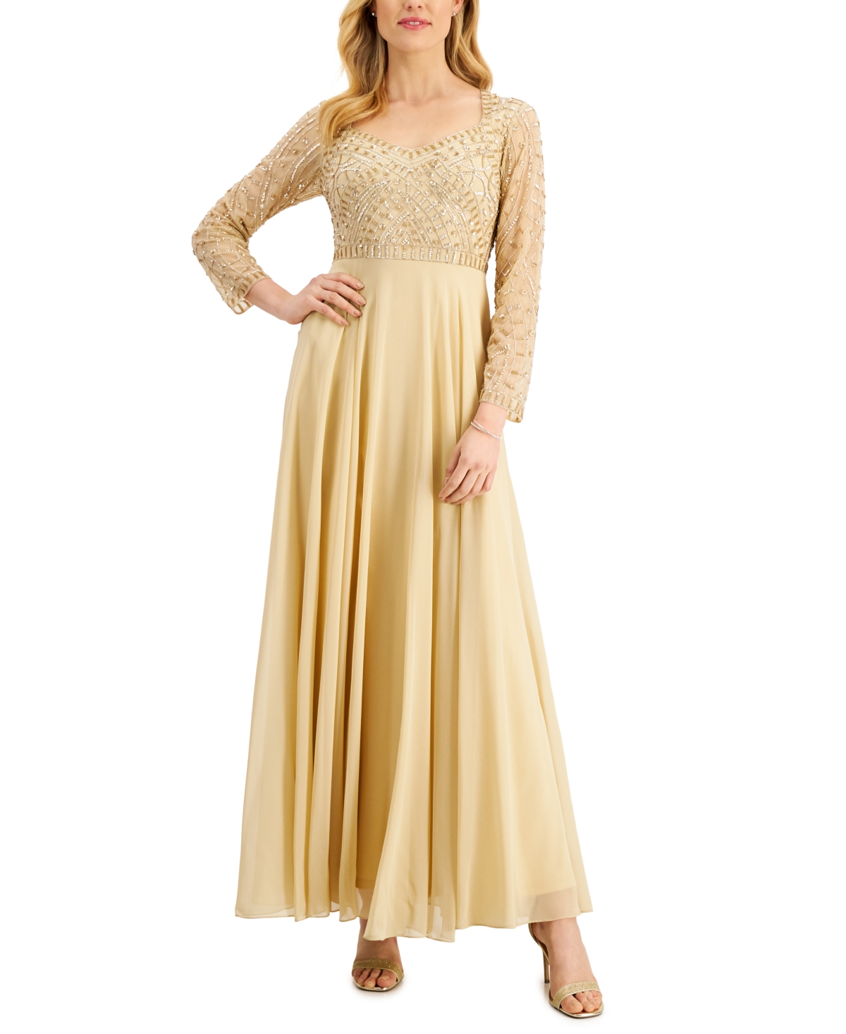 J Kara Beaded Sweetheart Dress In Buttercream ModeSens
