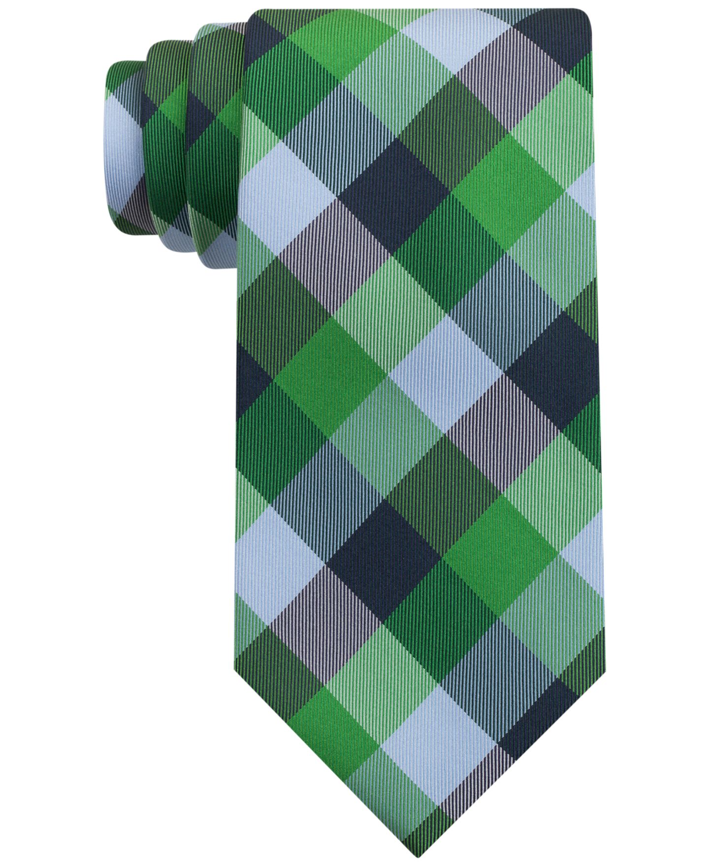 Мужской галстук Tommy Hilfiger Buffalo Check Tartan Silk Tie, цвет: Зелёный — фото 1