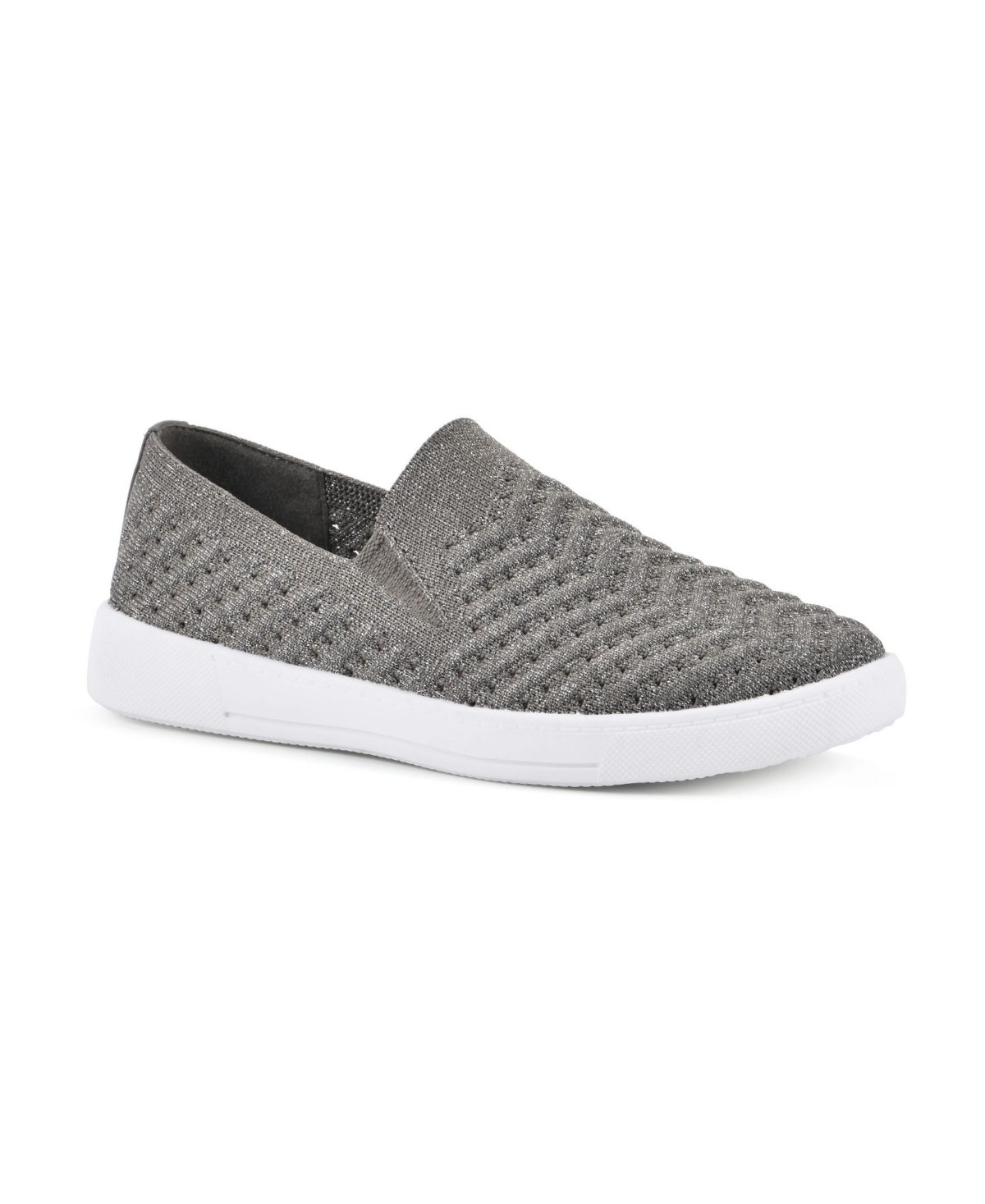 White Mountain Women's Courage Slip On Sneakers In Silver,fabric