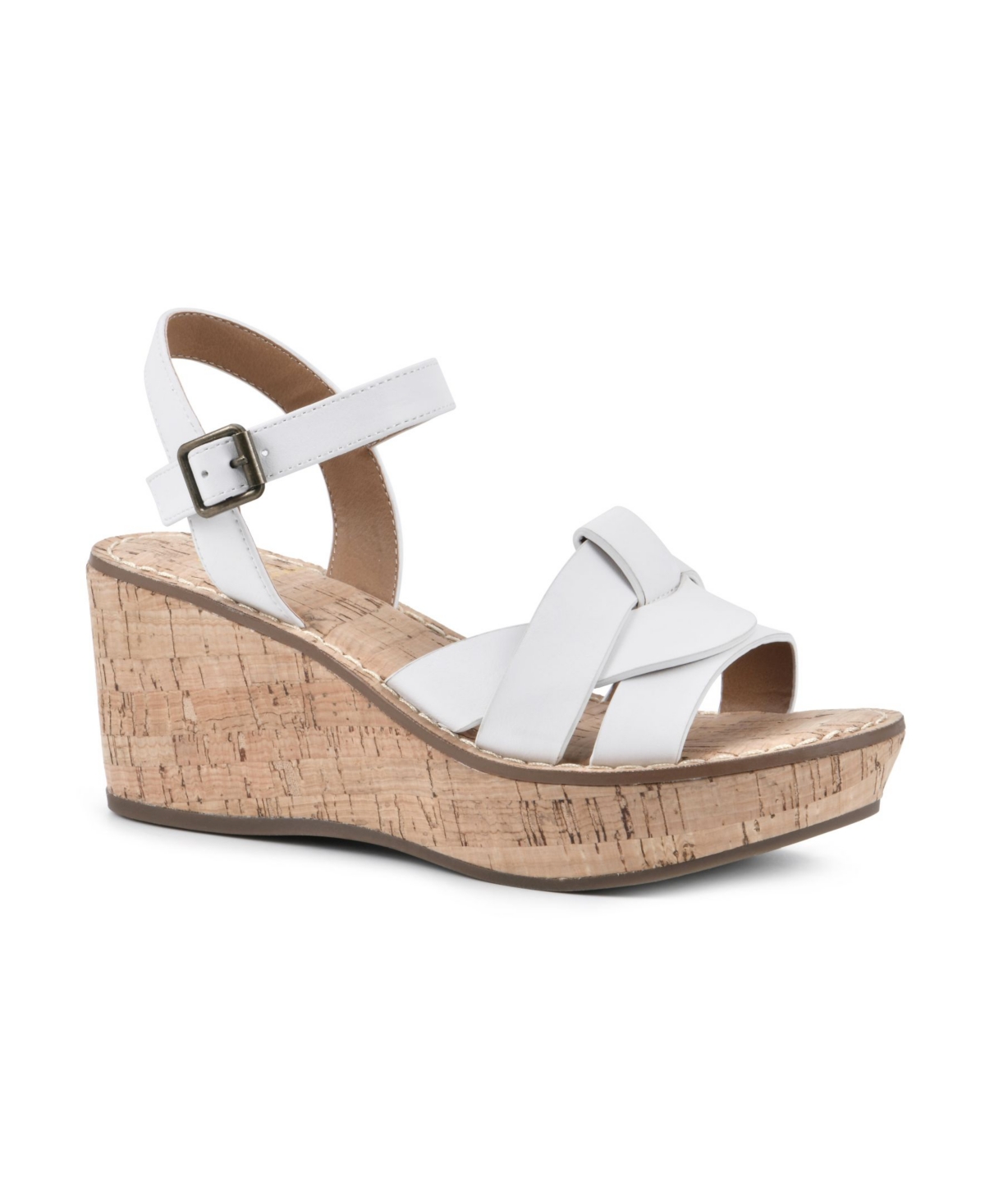 Shop White Mountain Women's Simple Platform Wedge Sandals In White
