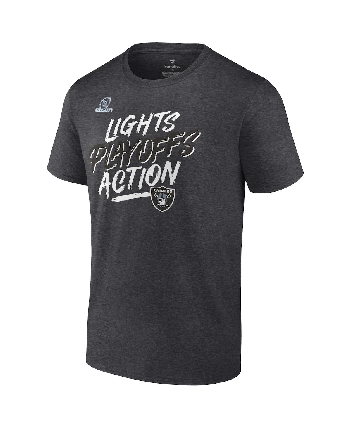 Men's FanaticsLas Vegas Raiders 2021 Nfl Playoffs Bound Lights Action T-shirt - Heathered Charcoal