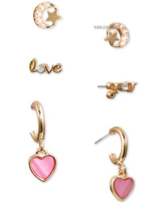 Photo 1 of INC International Concepts Gold-Tone 3-Pc. Set Multi-Stone Stud & Hoop Earrings, 