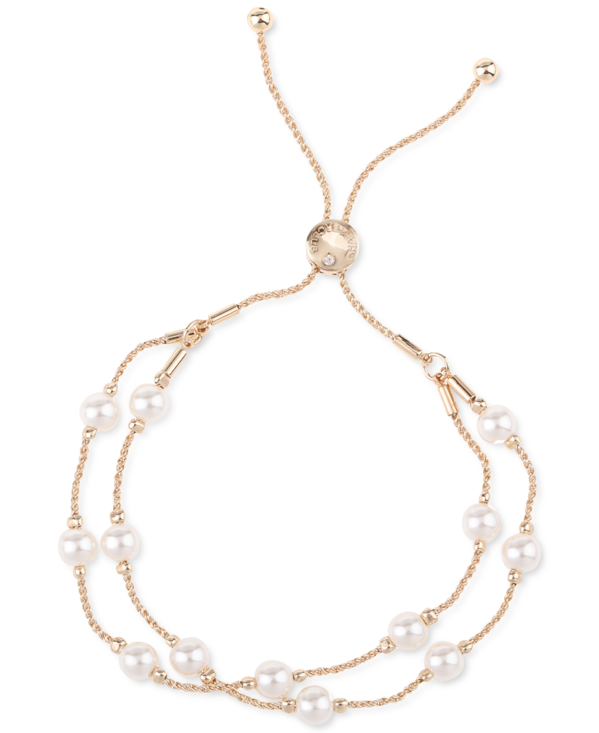 Imitation Pearl Double-Row Slider Bracelet, Created for Macy's - White