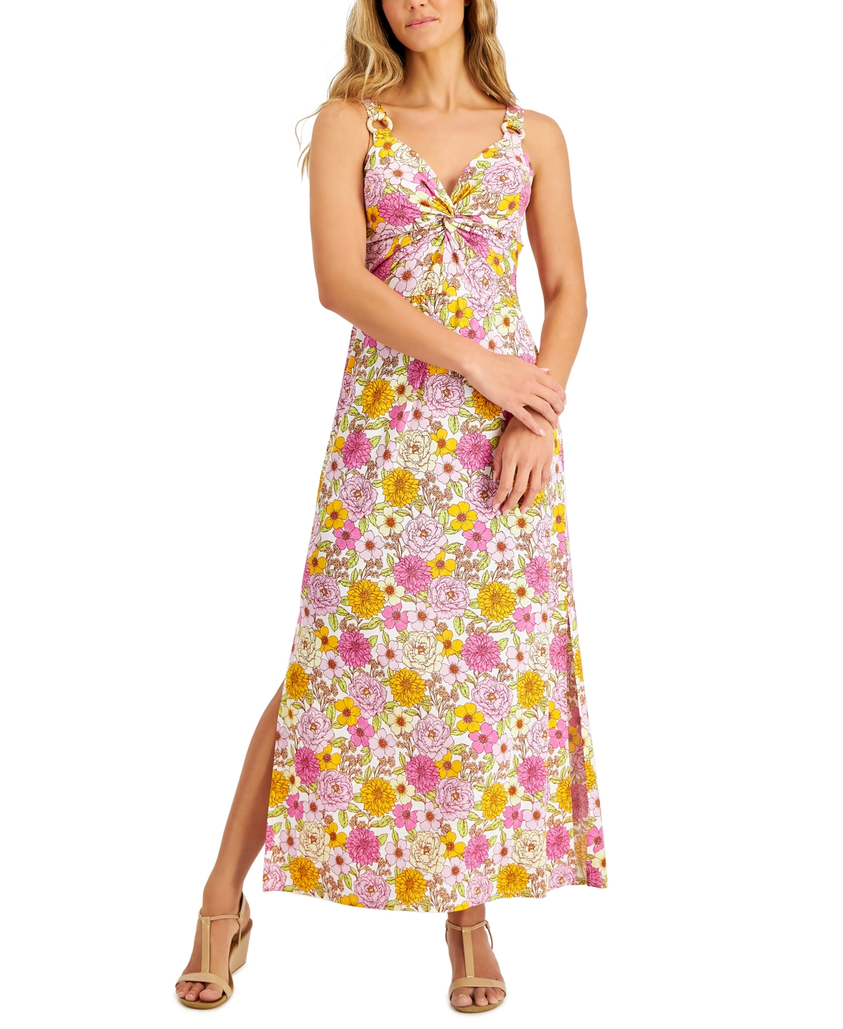 Jamie & Layla Jamie Layla Petite Floralprint Twistfront Maxi Dress In