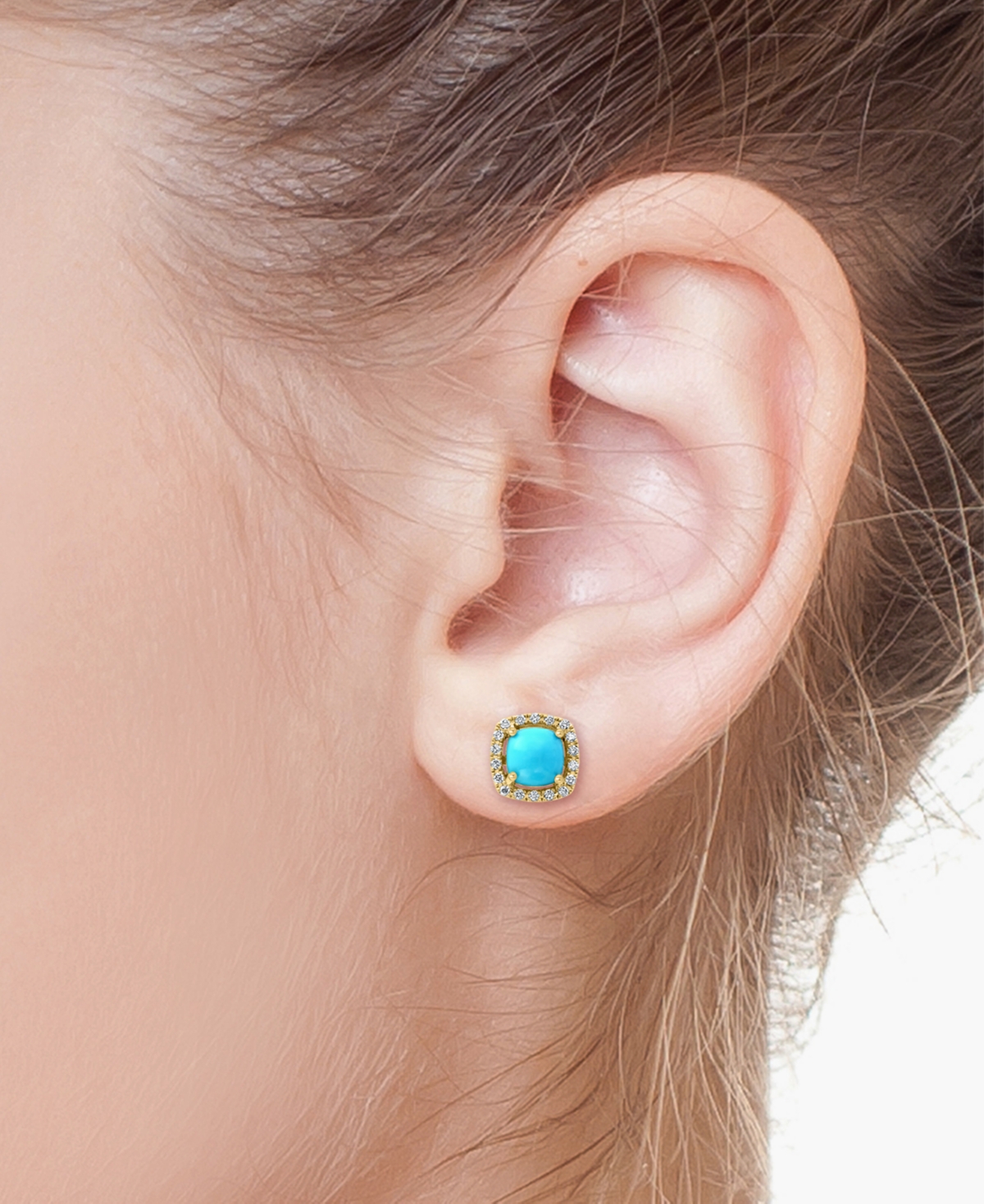 Effy Turquoise & Diamond (1/5 ct. t.w.) Stud Earrings in 14k- Gold