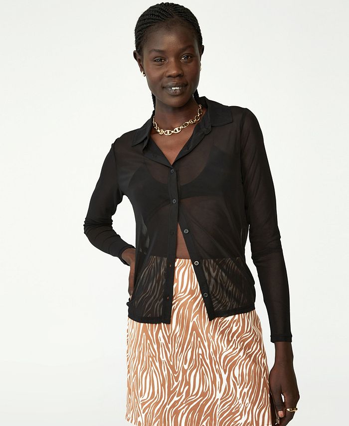 COTTON ON Women's Long Sleeve Mesh Shirt Macy's