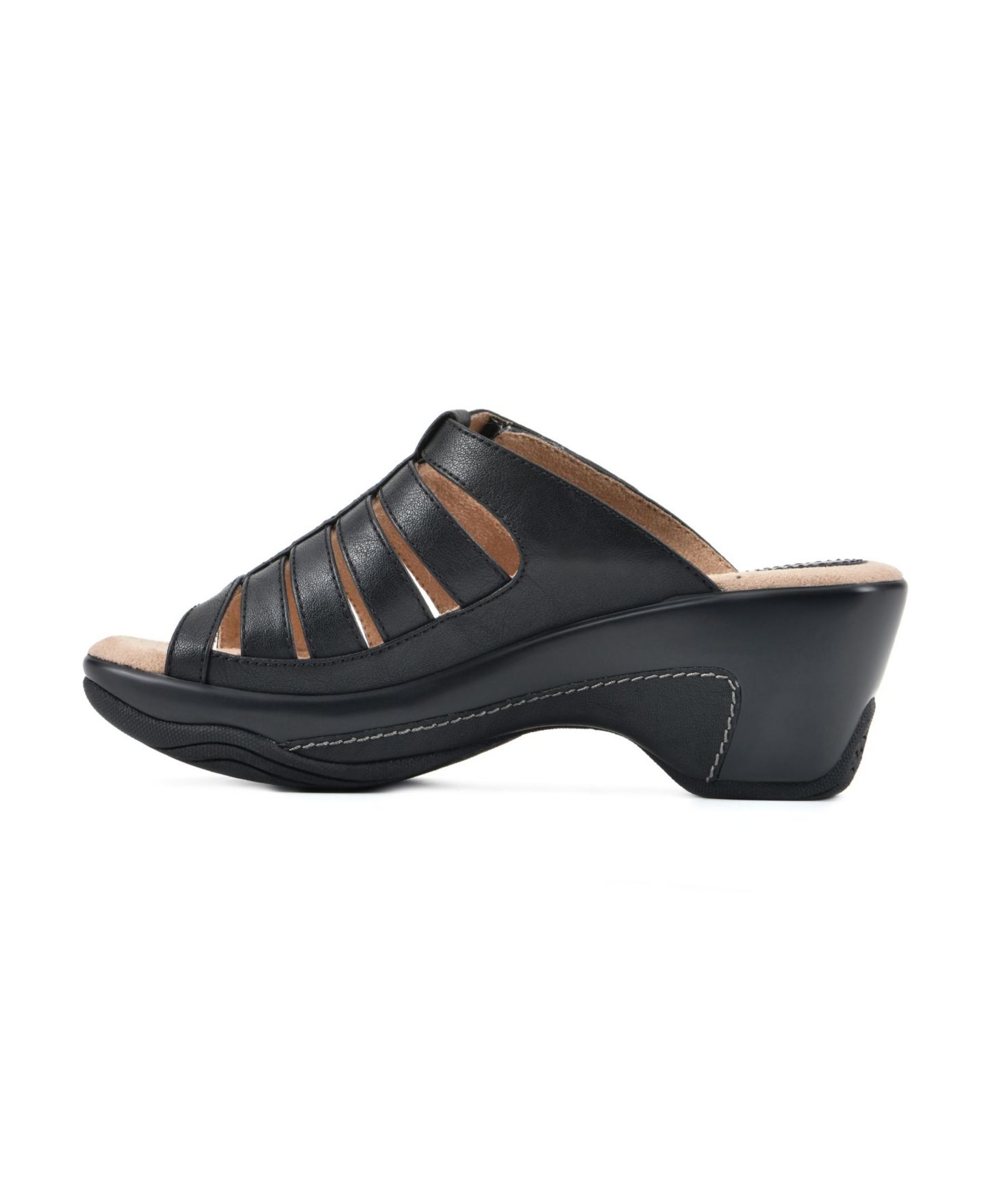 Женские сандалии White Mountain Valencia Slip-on Clog Sandal, цвет: Чёрный гладкий — фото 7