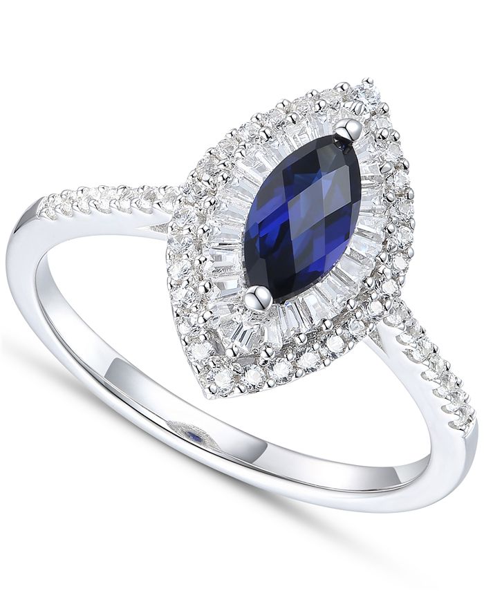 Macy's sapphire top diamond ring