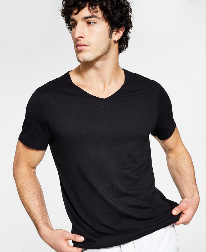 INC International Concepts Men's Solid V-Neck T-Shirt, Created for Macy ...