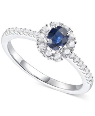 Macy's - Emerald (1/3 ct. t.w.) & Diamond (1/3 ct. t.w.) Halo Ring in Sterling Silver (Also in Sapphire & Ruby)