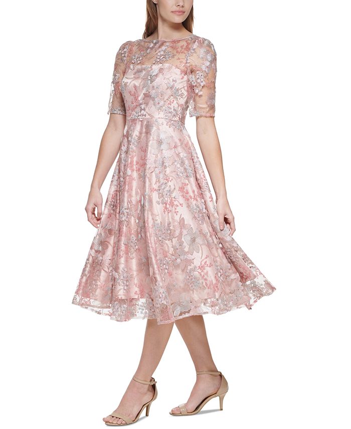Eliza J Embroidered Midi Dress - Macy's