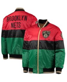 Men's Fanatics Branded Black/White Brooklyn Nets Anorak Block Party Windbreaker Half-Zip Hoodie Jacket