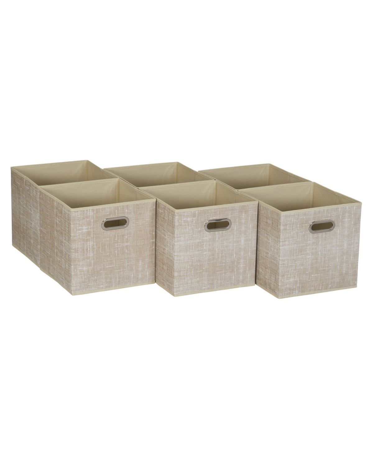 Household Essentials Fabric Cube Storage Bins Set, 6 Piece In Tan