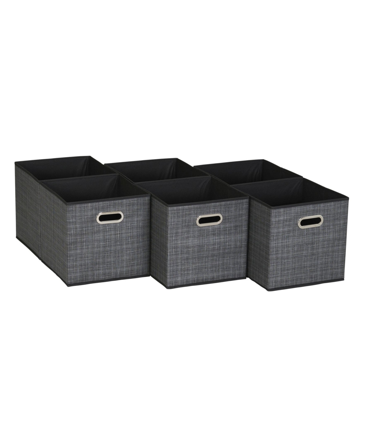 Household Essentials Fabric Cube Storage Bins Set, 6 Piece In Black Mix