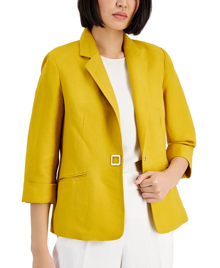 Kasper Linen Blend Snap 3/4Sleeve Blazer Macy's