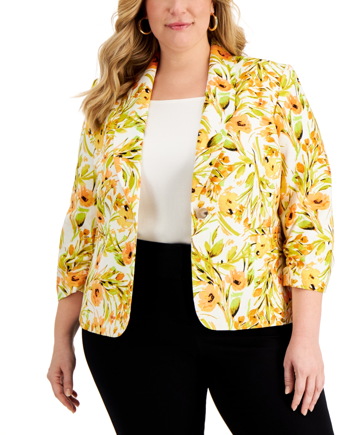 Plus Size Linen Blazer