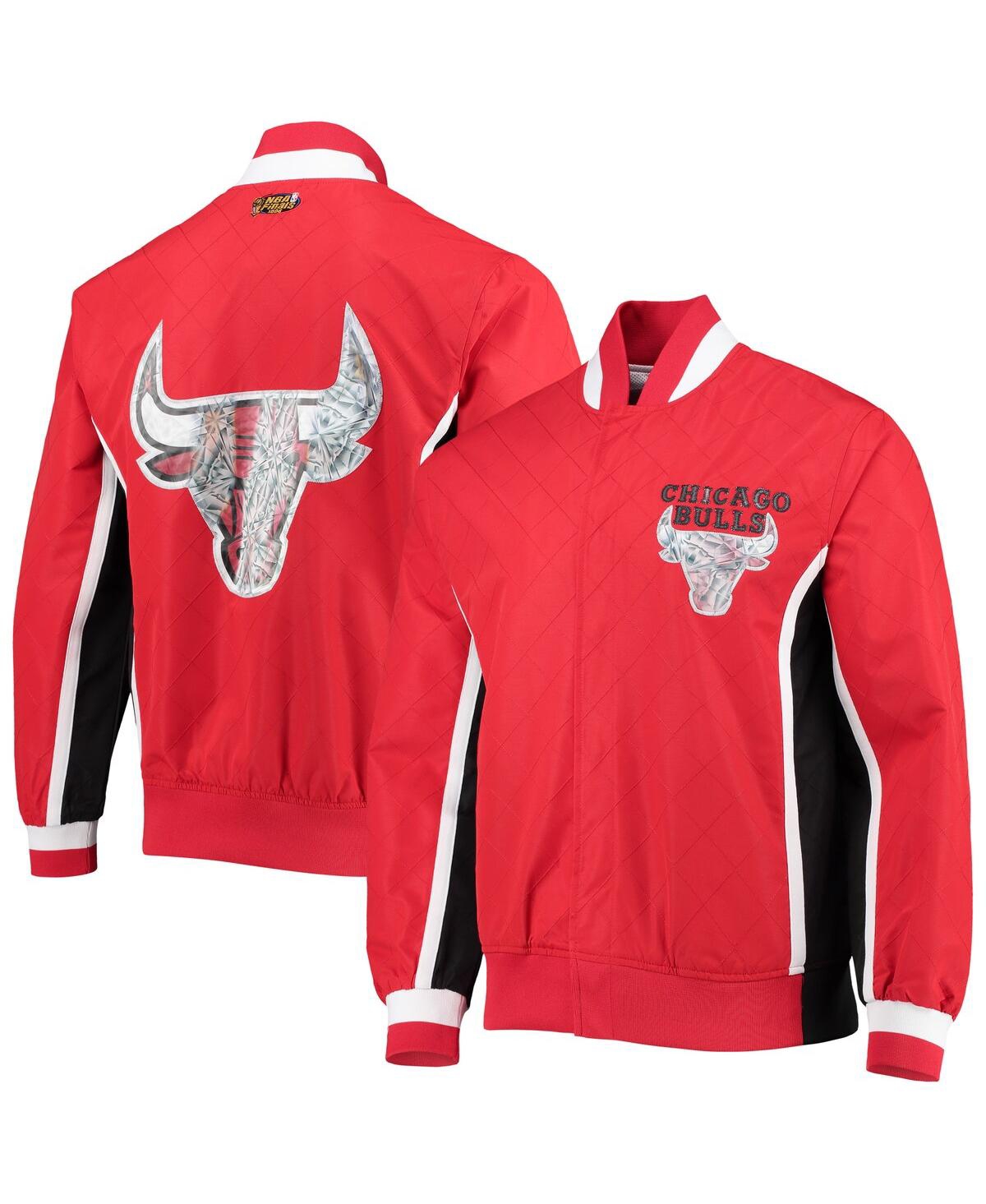 Men's Chicago BullsMitchell & Ness Hardwood Classics 75th Anniversary Authentic Warmup Full-Snap Jacket - Red
