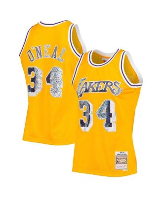 Men's Shaquille O'Neal Gold-Tone Los Angeles Lakers 1996-97 Hardwood Classics 75th Anniversary Diamond Swingman Jersey