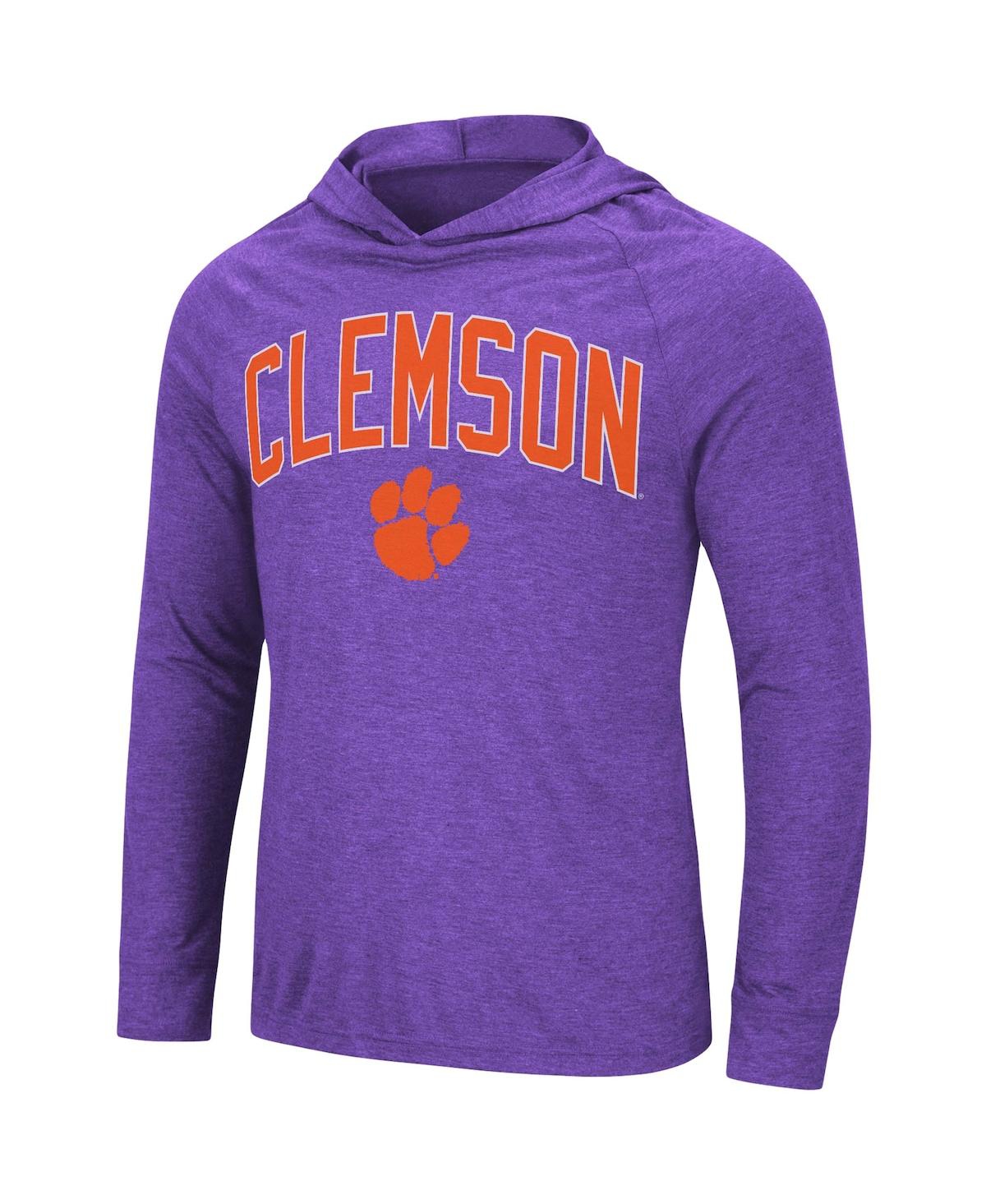 Men's ColosseumClemson Tigers Big and Tall Wingman Raglan Hoodie T-shirt - Heathered Purple