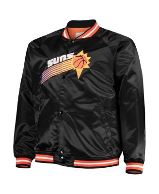 Men's Black Phoenix Suns Big and Tall Hardwood Classics Raglan Satin Full-Snap Jacket