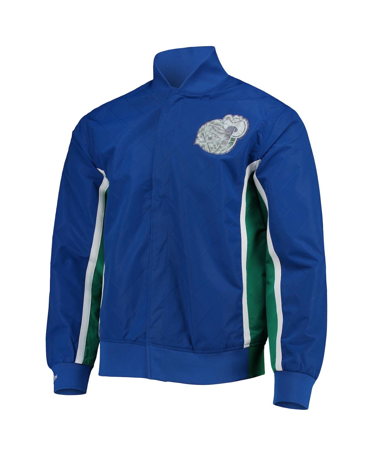 Men's Dallas MavericksMitchell & Ness Hardwood Classics 75th Anniversary Authentic Warmup Full-Snap Jacket - Blue