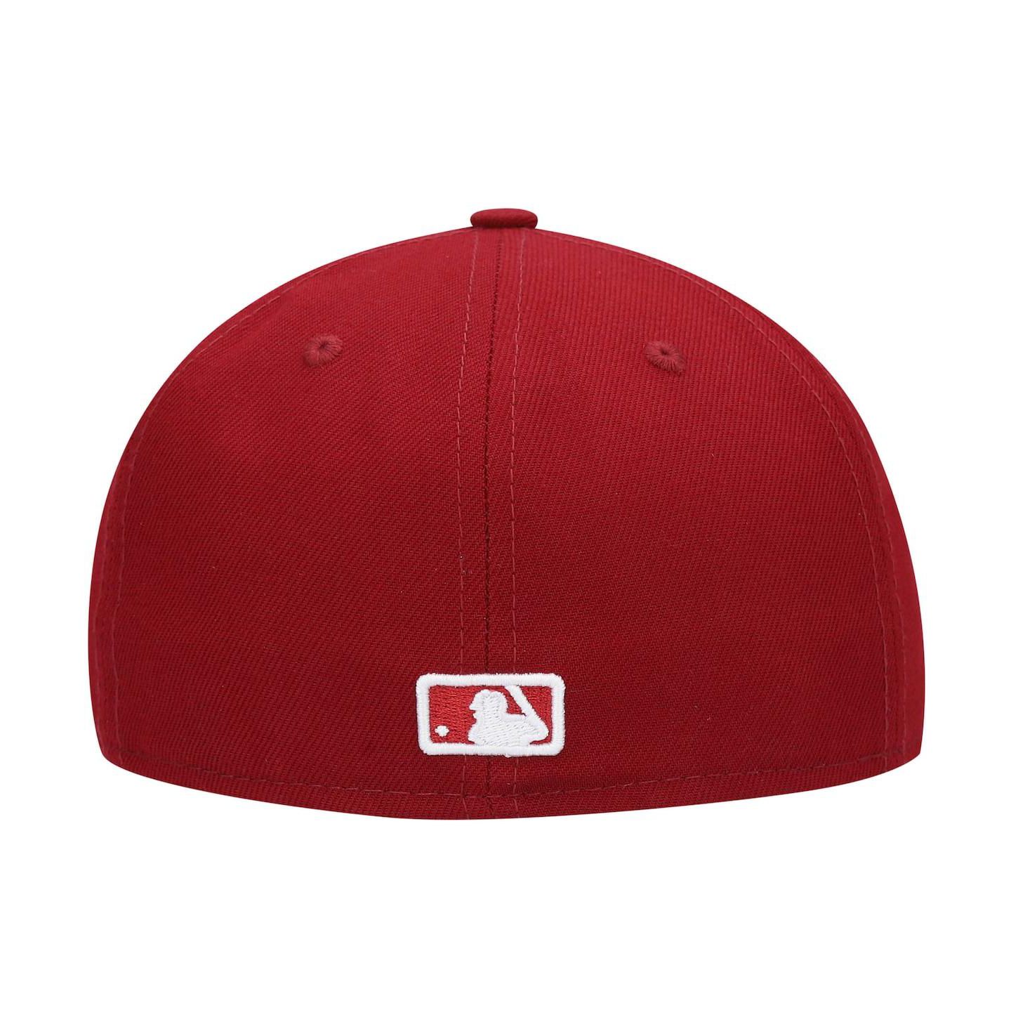 Мужская кепка New Era Cardinal Los Angeles Dodgers Logo White 59FIFTY Fitted Hat — фото 5