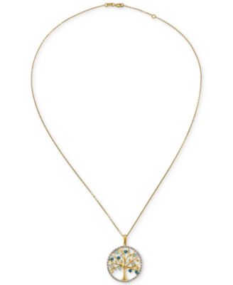 Blue Topaz (1/2 ct. t.w.) & White Topaz (1/20 ct. t.w.) Tree of Life 18" Pendant Necklace in 14k Gold-Plated Sterling Silver (Also available in Amethyst)
