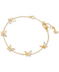 Gold-Tone Crystal Social Butterfly Station Bracelet