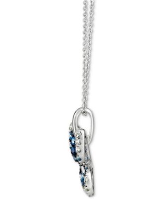 Denim Ombr&eacute; (7/8 ct. t.w.) & White Sapphire (1/3 ct. t.w.) Butterfly Pendant Necklace in 14k White Gold, 18" + 2" extender