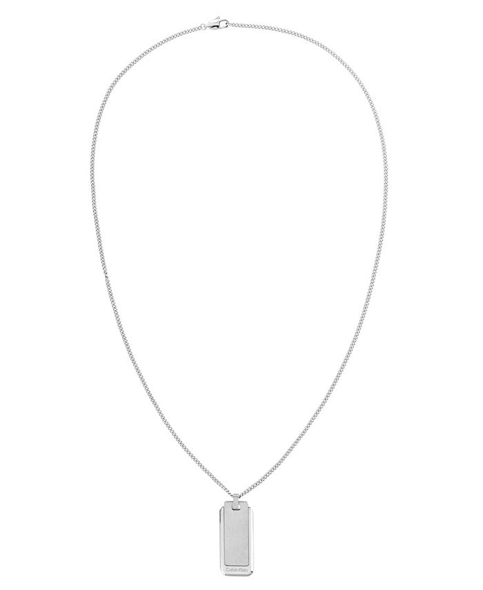 Calvin Klein Men's Stainless Steel Dog Tag Necklace - Macy's