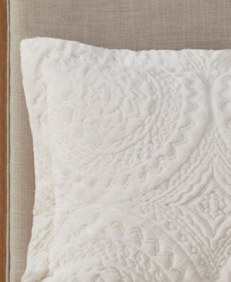 Madison Park Arya Embroidered Medallion Faux Fur 3-Pc. Duvet Cover Set, King