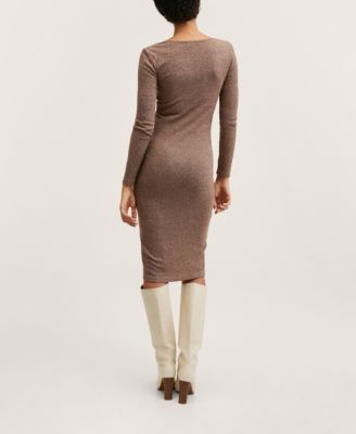 MANGO Women's Gathered Neckline Dress 
