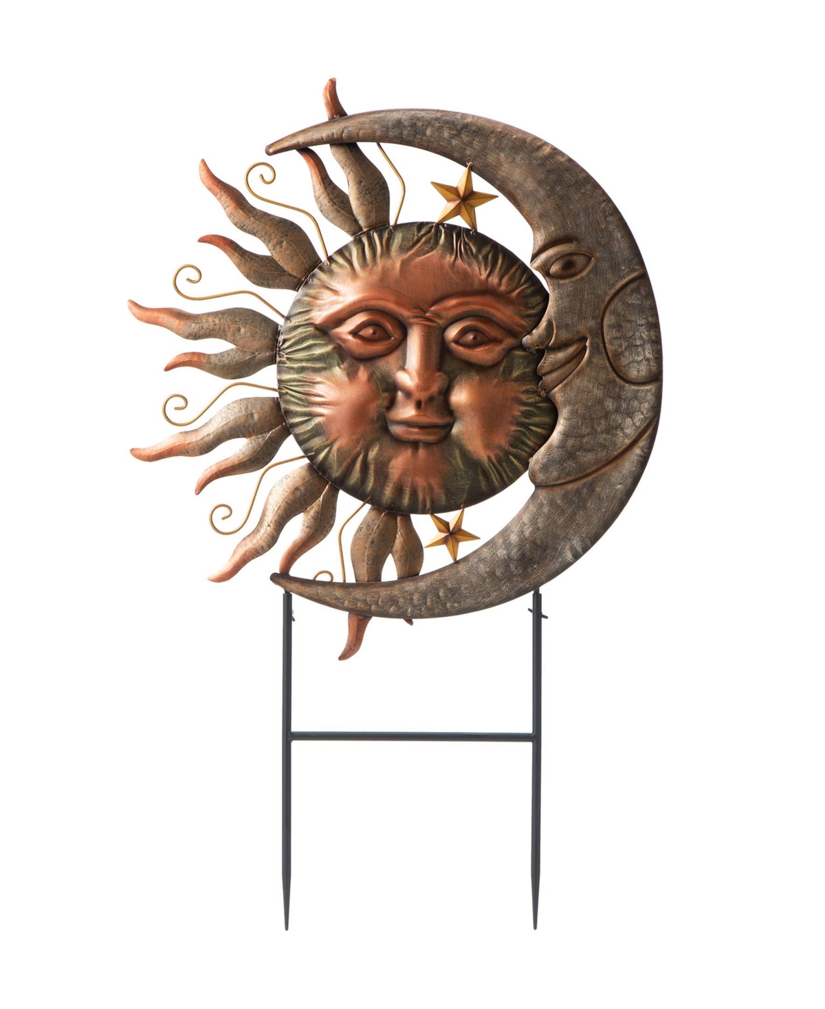 Glitzhome 36.25" Sun And Moon Yard Stake Or Wall Decor In Bronze