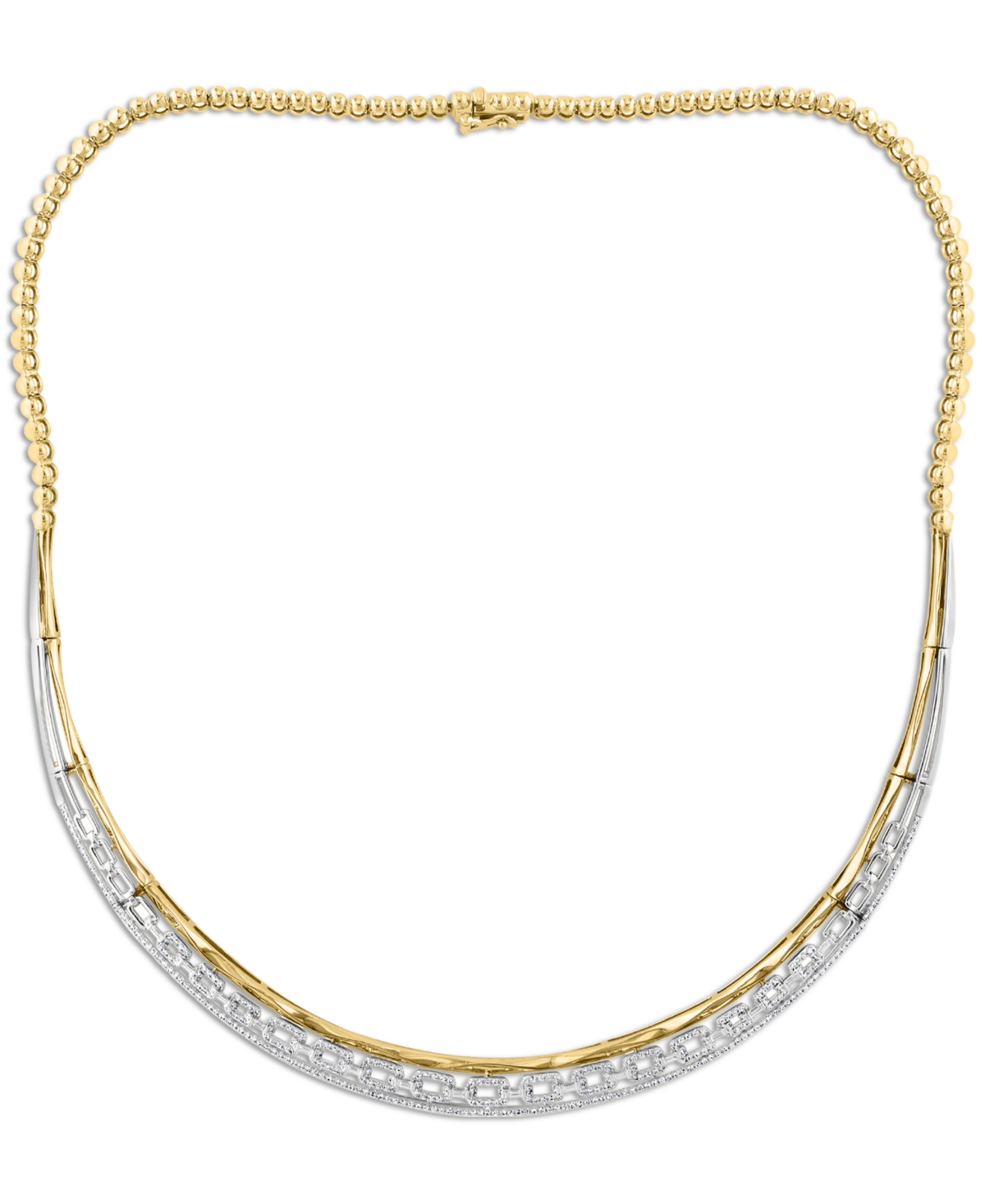 Shop Effy Collection Effy Diamond 18" Statement Necklace (1-1/6 Ct. T.w.) In 14k White And Yellow Gold In Two Tone