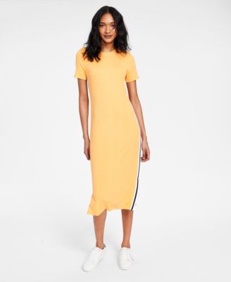 tommy jeans ribbed midi dress