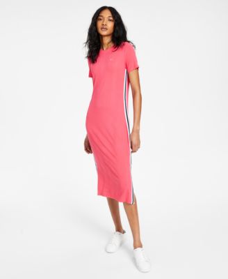 tommy jeans ribbed midi dress