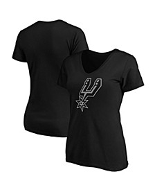 Women's Black San Antonio Spurs Primary Logo Team V-Neck T-shirt
