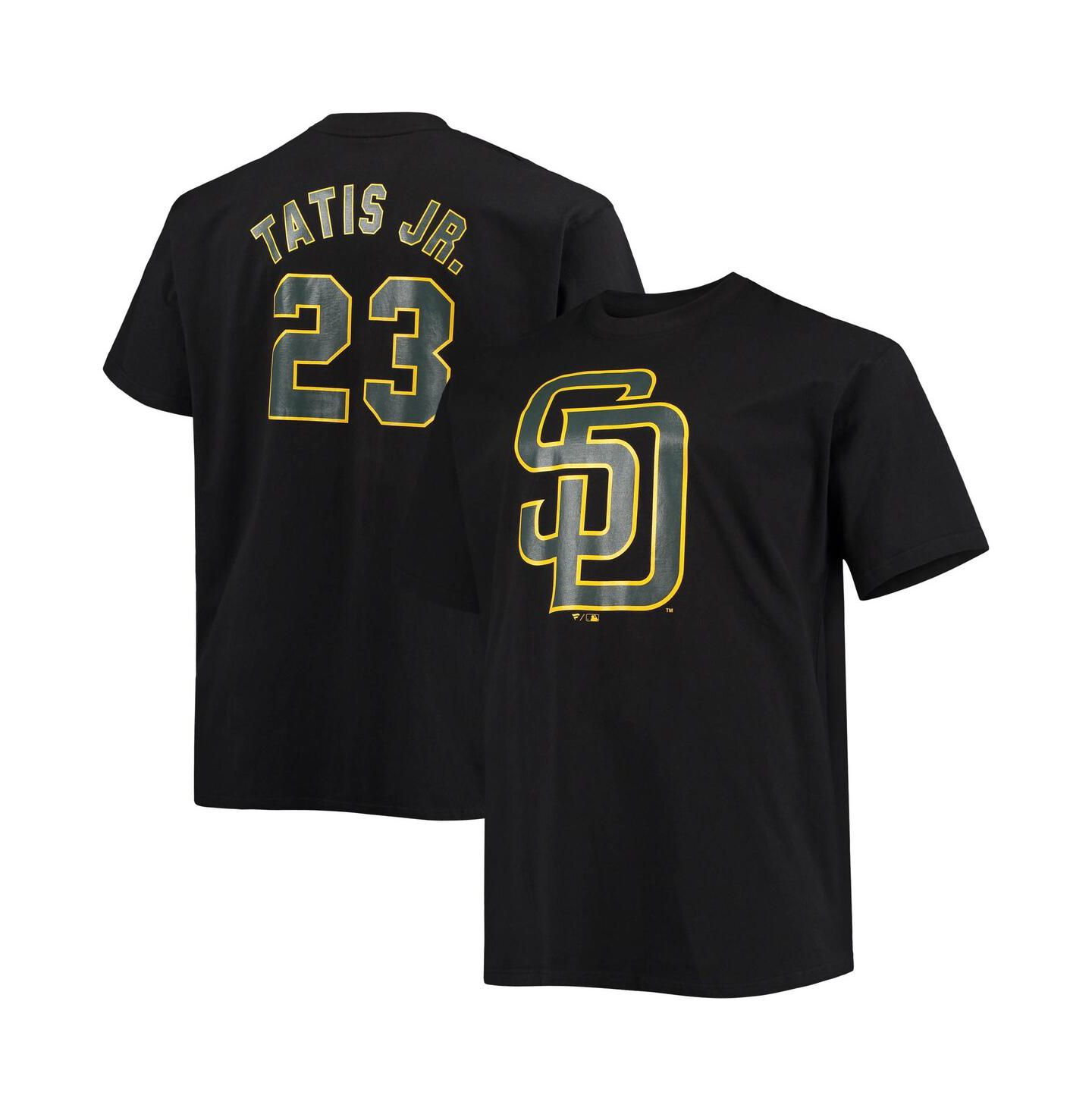 Мужская футболка Fanatics Fernando Tatis Jr. Black San Diego Padres Big and Tall Wordmark Name and Number — фото 2