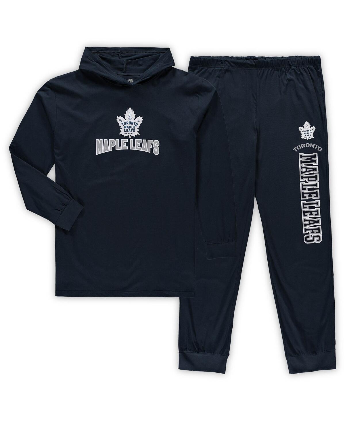 Men'sToronto Maple Leafs Big and Tall Pullover Hoodie and Joggers Sleep Set - Navy