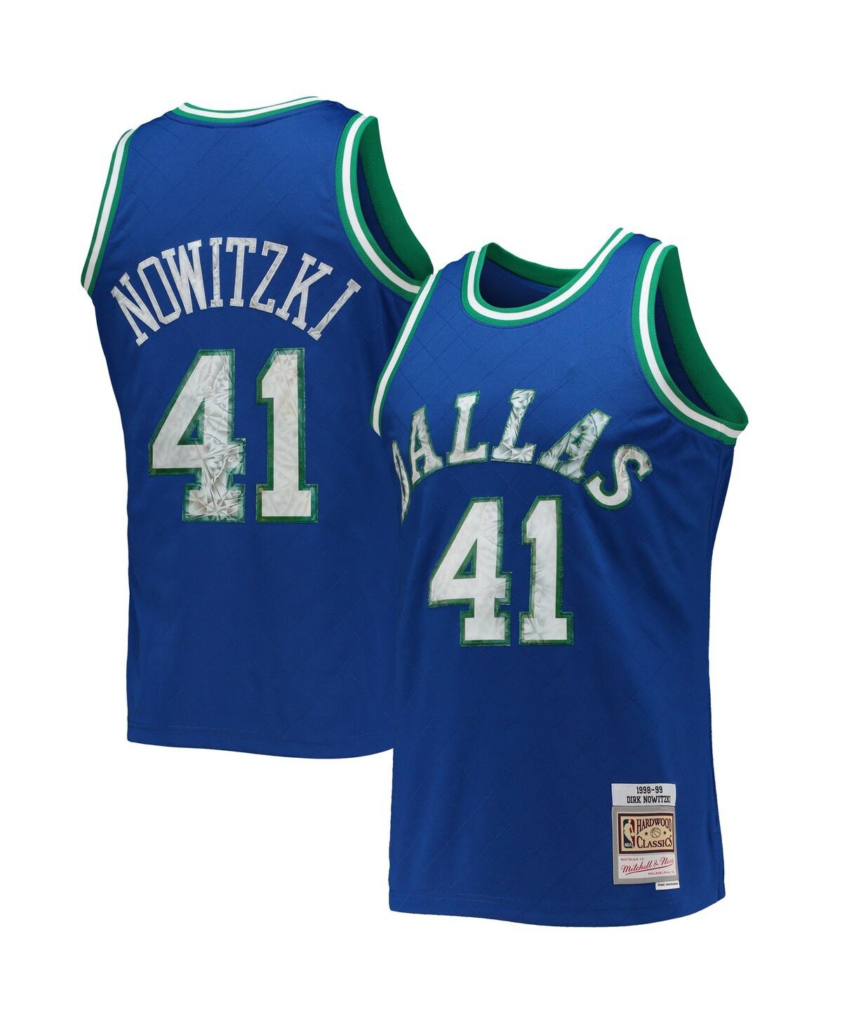 Men's Dirk NowitzkiDallas Mavericks 1998-99 Hardwood Classics 75th Anniversary Diamond Swingman Jersey - Blue