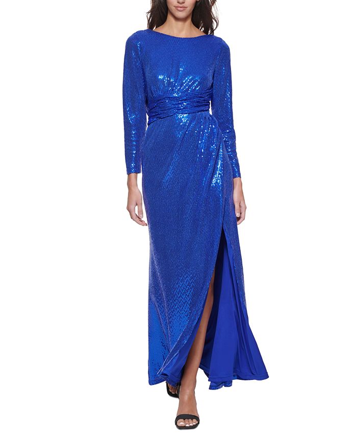 Calvin Klein Sequined Cowl-Back Gown & Reviews - Dresses - Women - Macy's