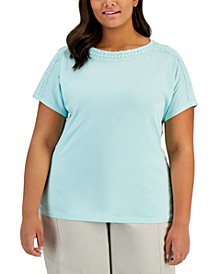 Plus Size Crochet-Trim Top, Created for Macy's