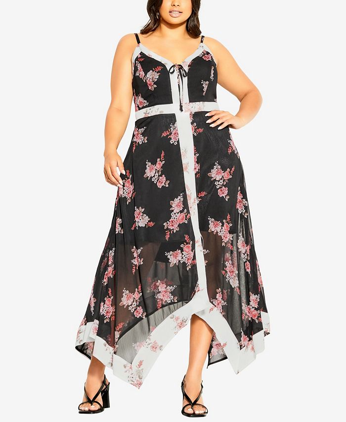 Plus size top maxi handkerchief dress