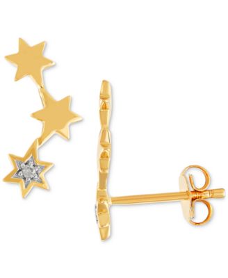 Macy's - Diamond Accent Star Ear Climbers in 14k Gold