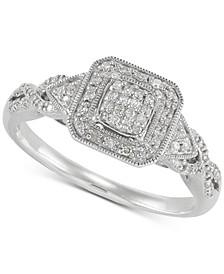 Diamond Halo Cluster Ring (1/5 ct. t.w.) in Sterling Silver